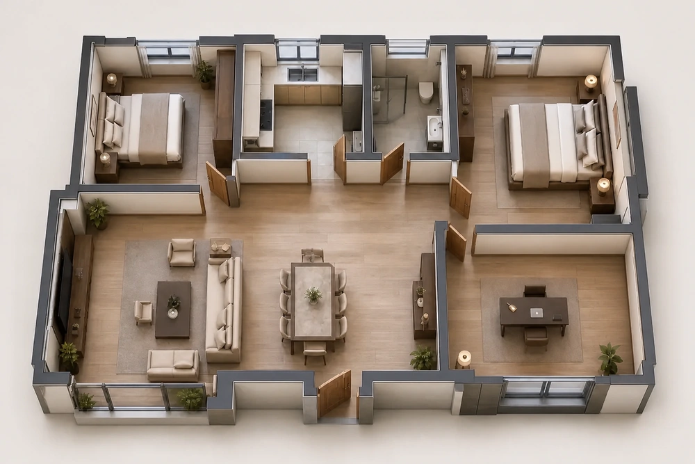 3D home showing heating product applications
